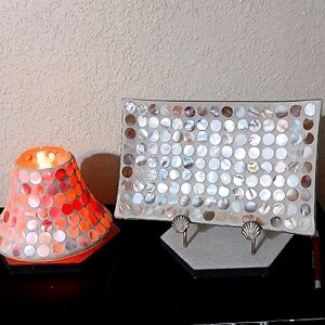 YANKEE Mother of Pearl Candel shade and tray